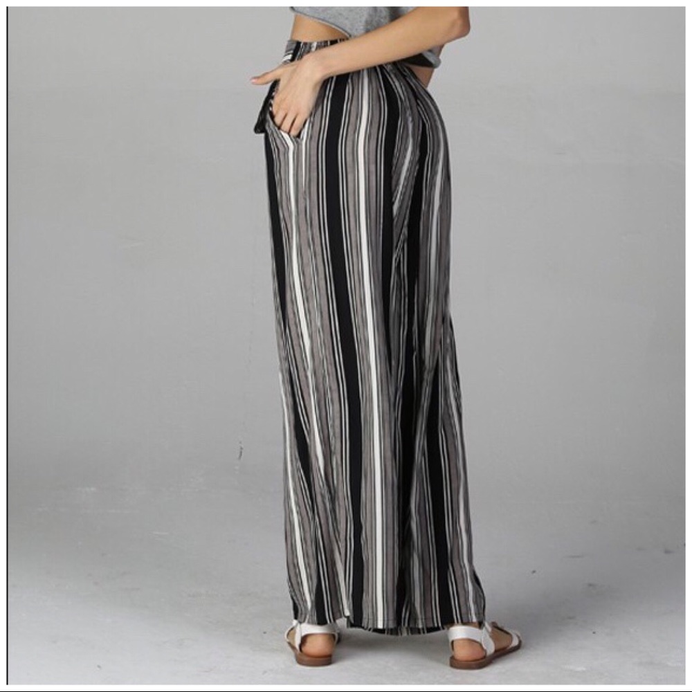 STRETCH  SMOCK WAIST WIDE LEG PANTS with POCKETS - Picture 10 of 15